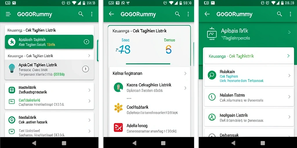 Antarmuka GOGORUMMY untuk cek tagihan listrik yang sederhana dan intuitif.