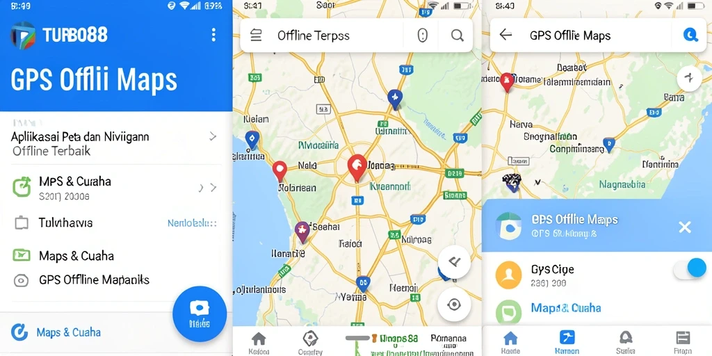 Tampilan antarmuka TURBO88 dengan fitur GPS Offline Maps yang ramah pengguna.