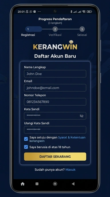 Tampilan halaman daftar kerangwin