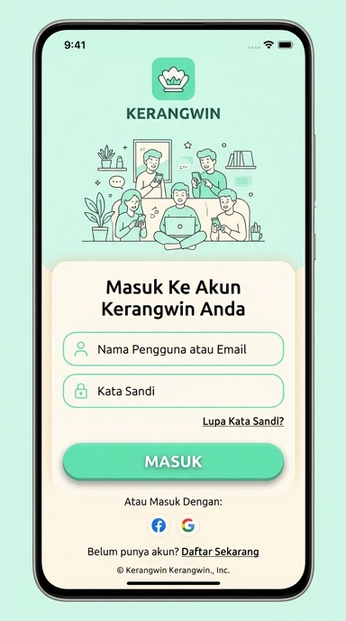 Tampilan halaman login kerangwin