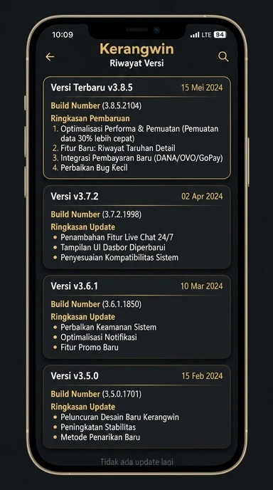 Tampilan riwayat versi kerangwin